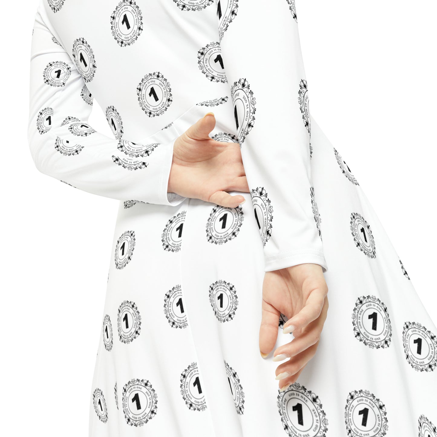 Women's Long Sleeve Dress (AOP) - God is one Women's Dress 01