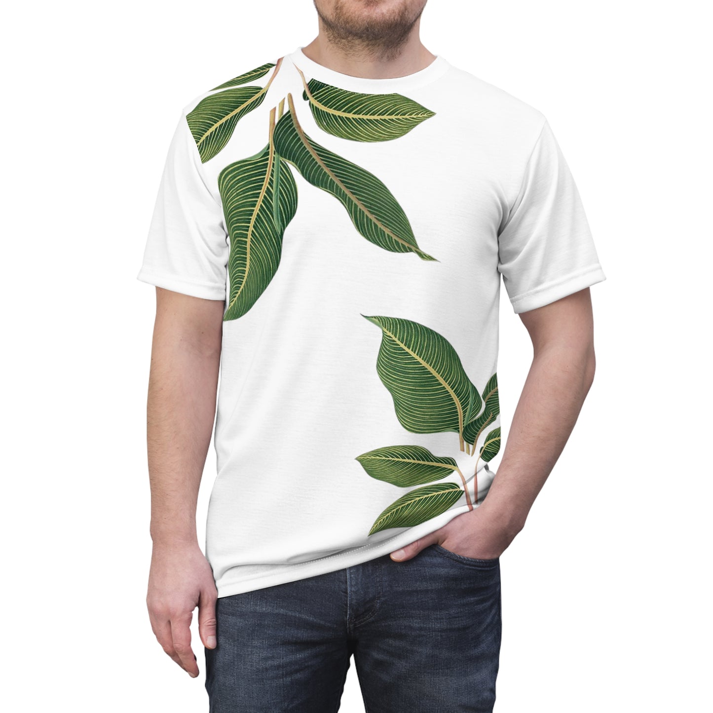 Unisex Cut & Sew Tee Large Leaves Helping the Earth 08