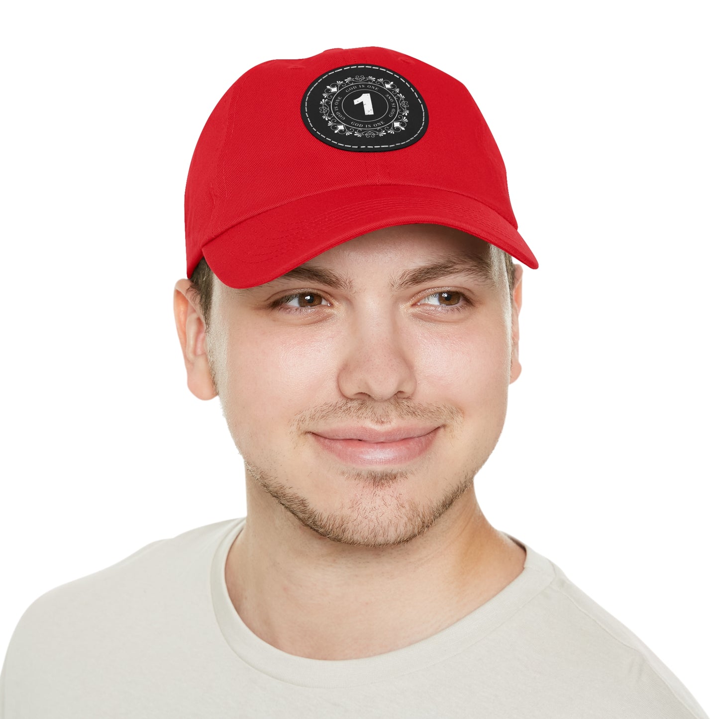 Dad Hat with Leather Patch (Round)  - Head wear (God is One) 03