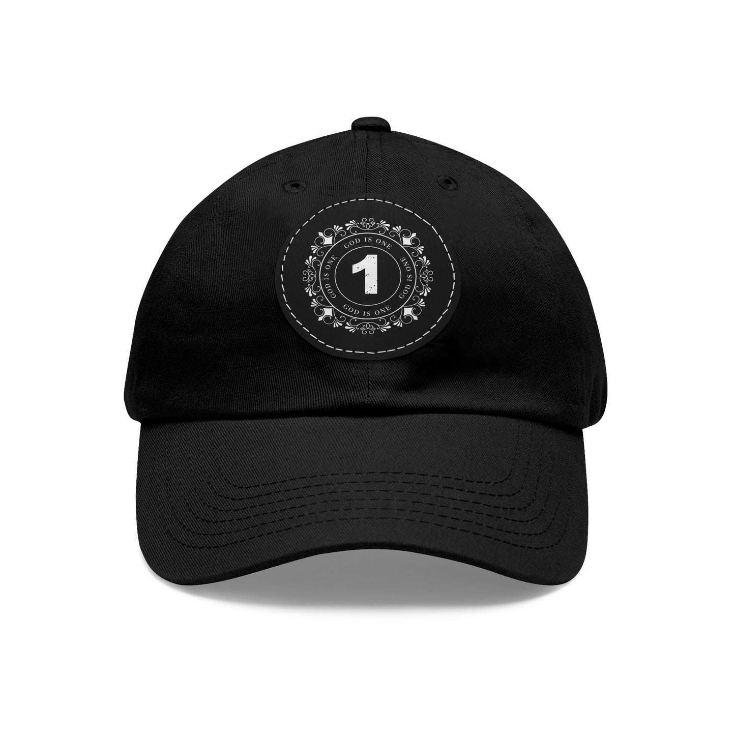 Dad Hat with Leather Patch (Round)  - Head wear (God is One) 03