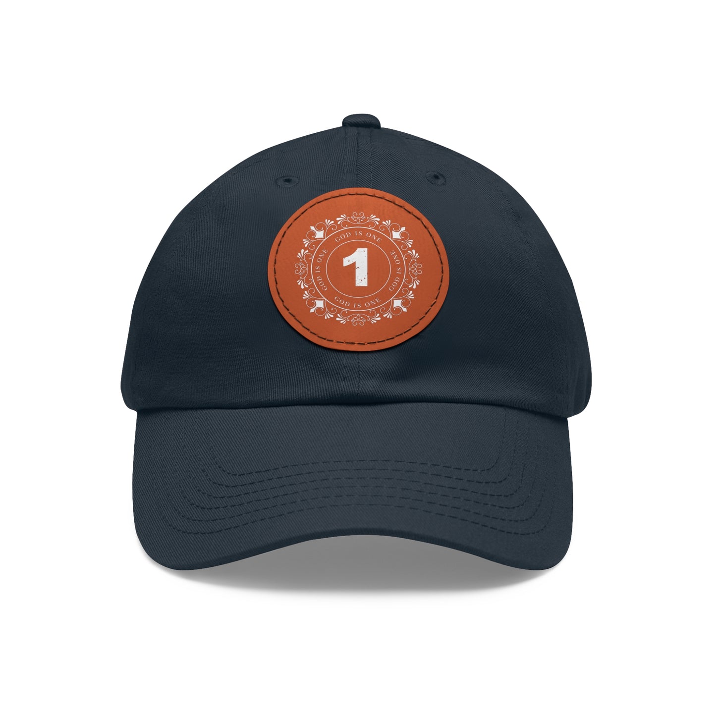 Dad Hat with Leather Patch (Round)  - Head wear (God is One) 03