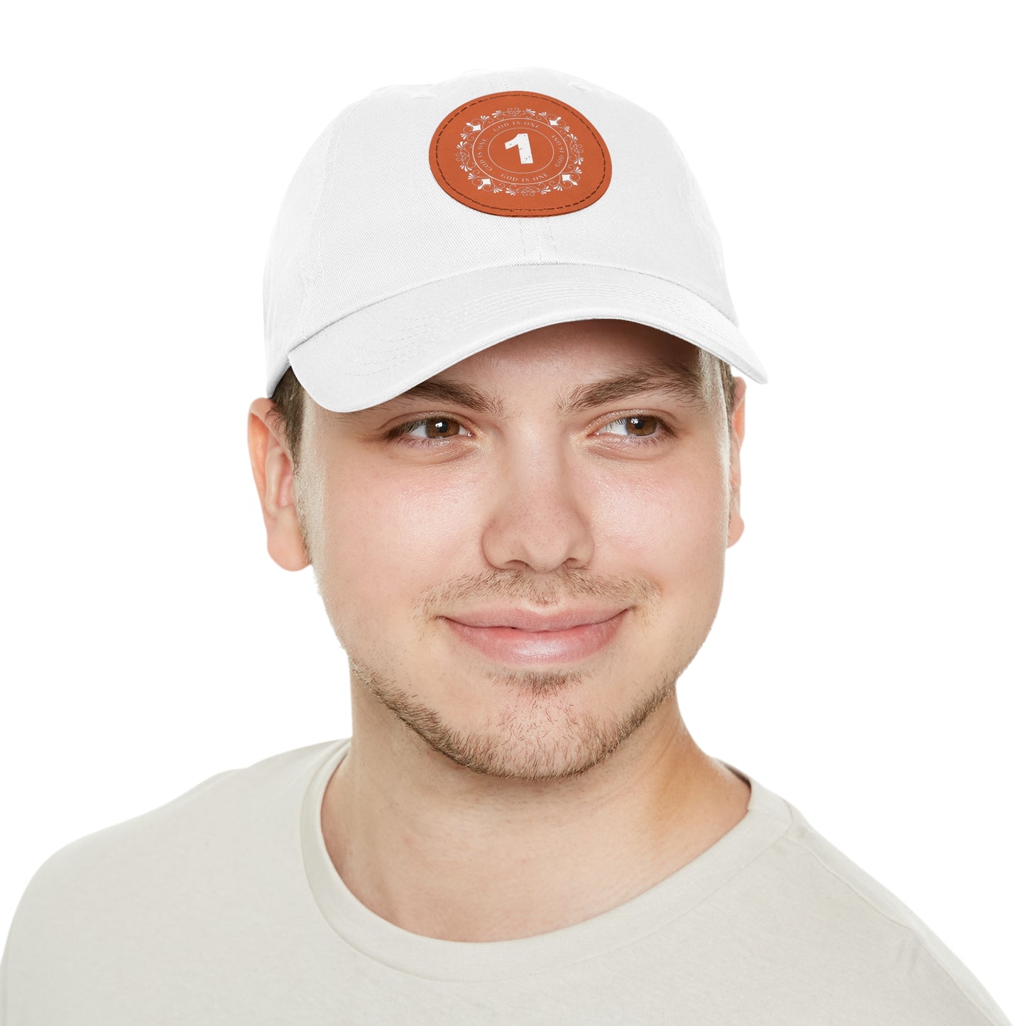 Dad Hat with Leather Patch (Round)  - Head wear (God is One) 03