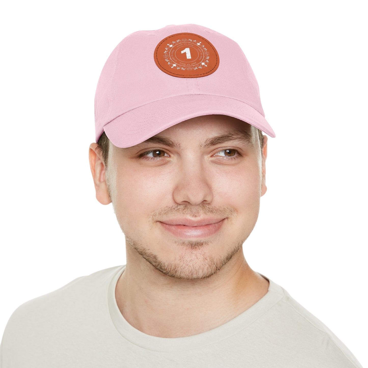 Dad Hat with Leather Patch (Round)  - Head wear (God is One) 03