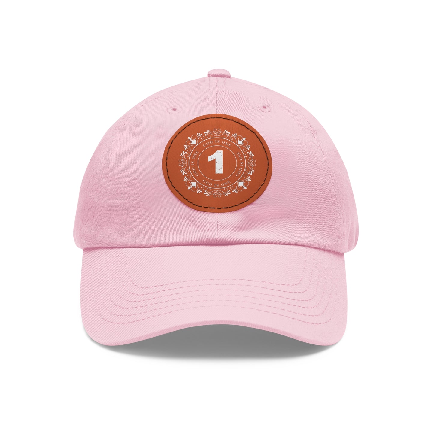 Dad Hat with Leather Patch (Round)  - Head wear (God is One) 03