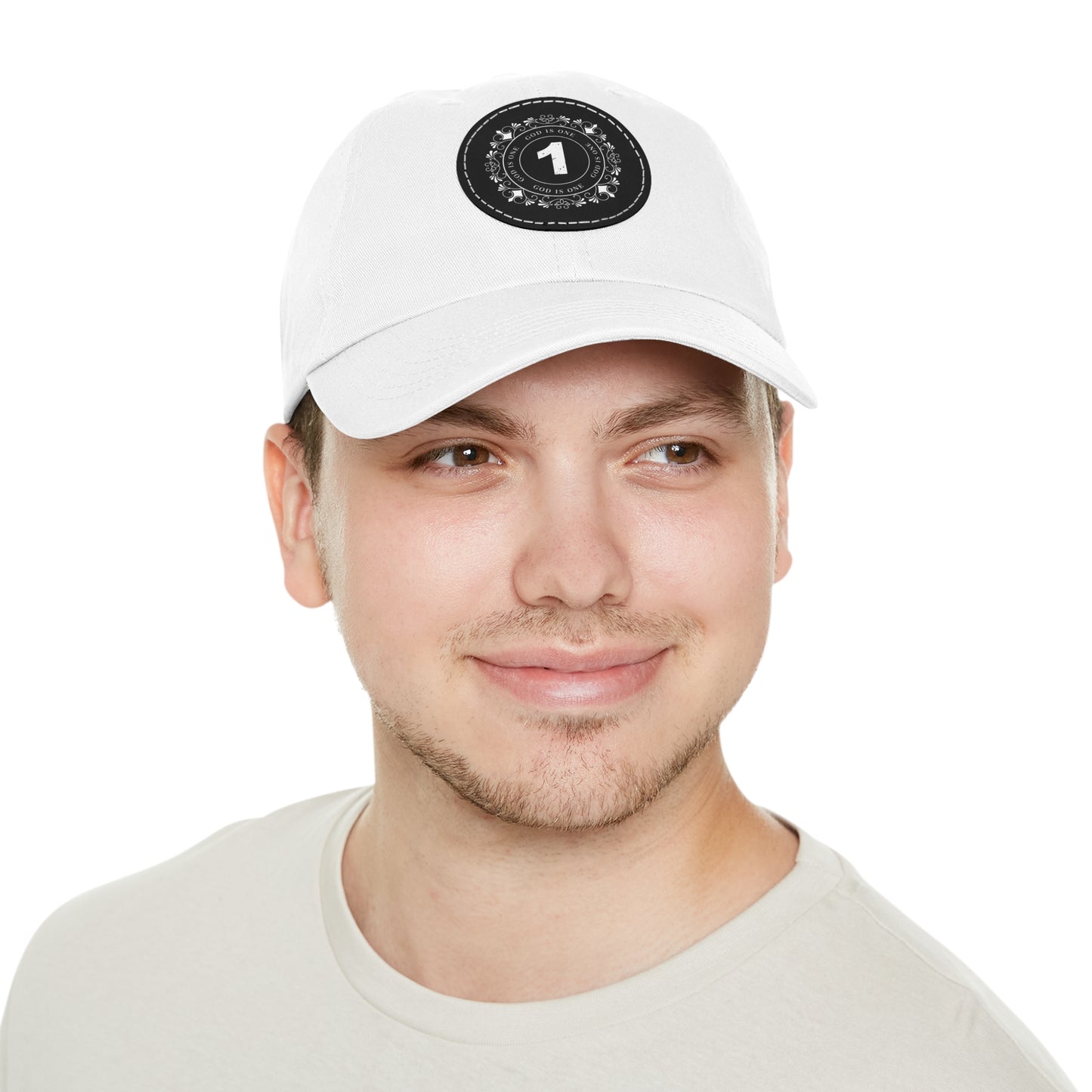 Dad Hat with Leather Patch (Round)  - Head wear (God is One) 03