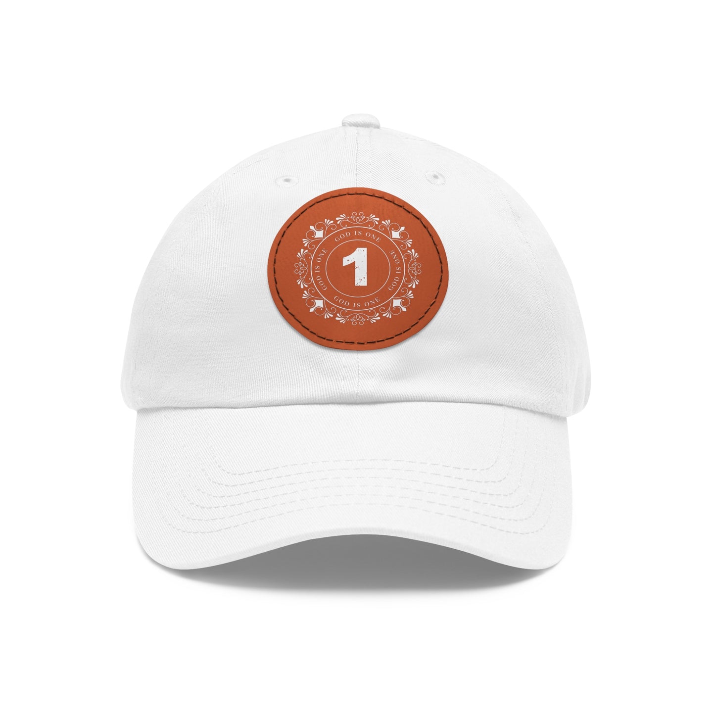 Dad Hat with Leather Patch (Round)  - Head wear (God is One) 03