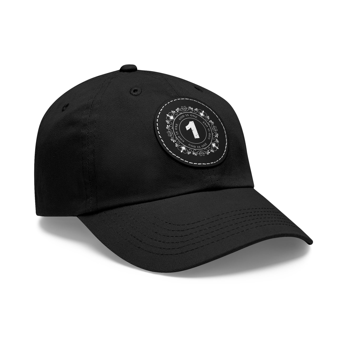 Dad Hat with Leather Patch (Round)  - Head wear (God is One) 03