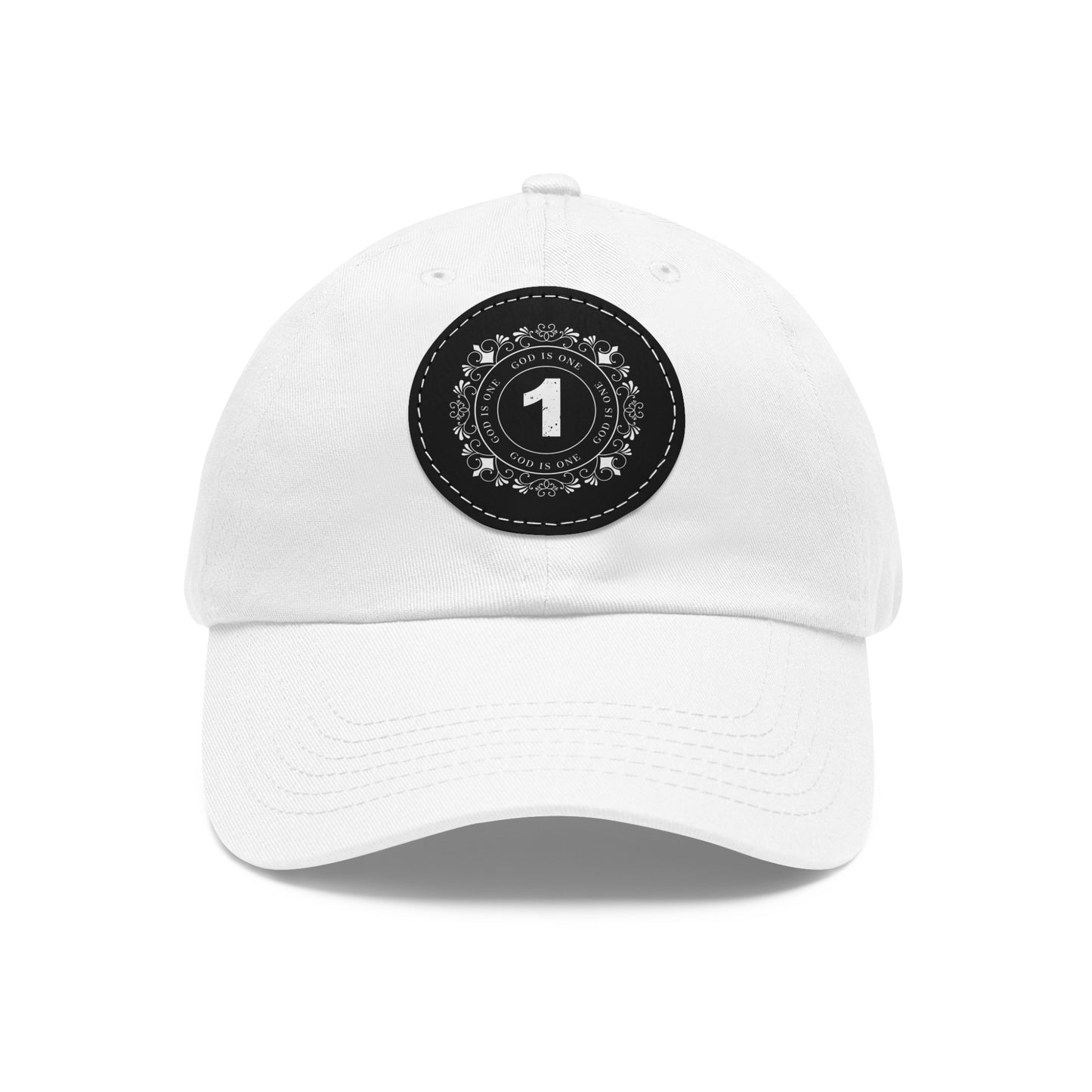 Dad Hat with Leather Patch (Round)  - Head wear (God is One) 03