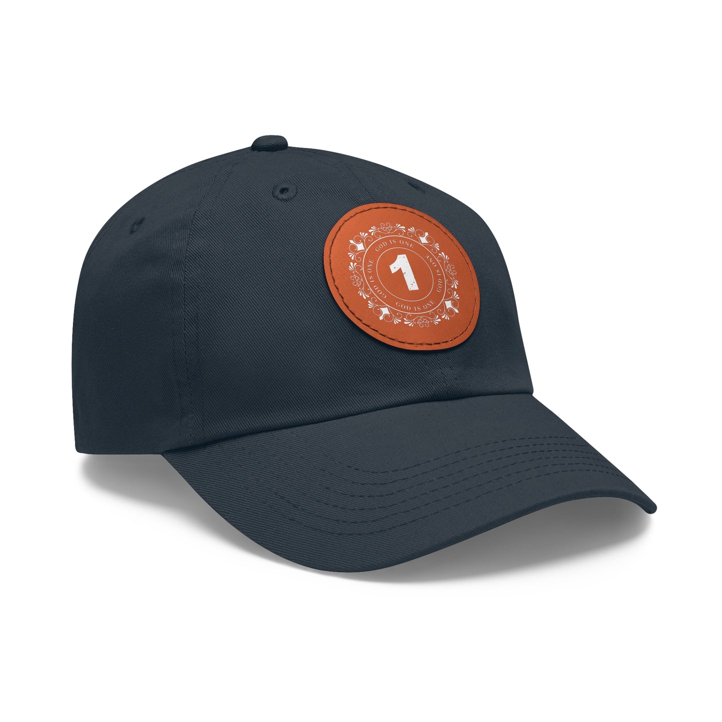 Dad Hat with Leather Patch (Round)  - Head wear (God is One) 03