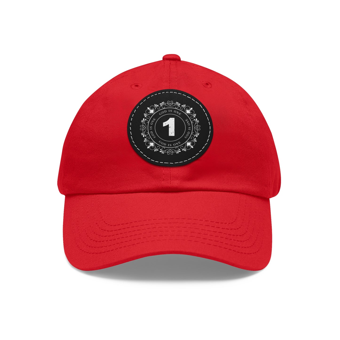 Dad Hat with Leather Patch (Round)  - Head wear (God is One) 03