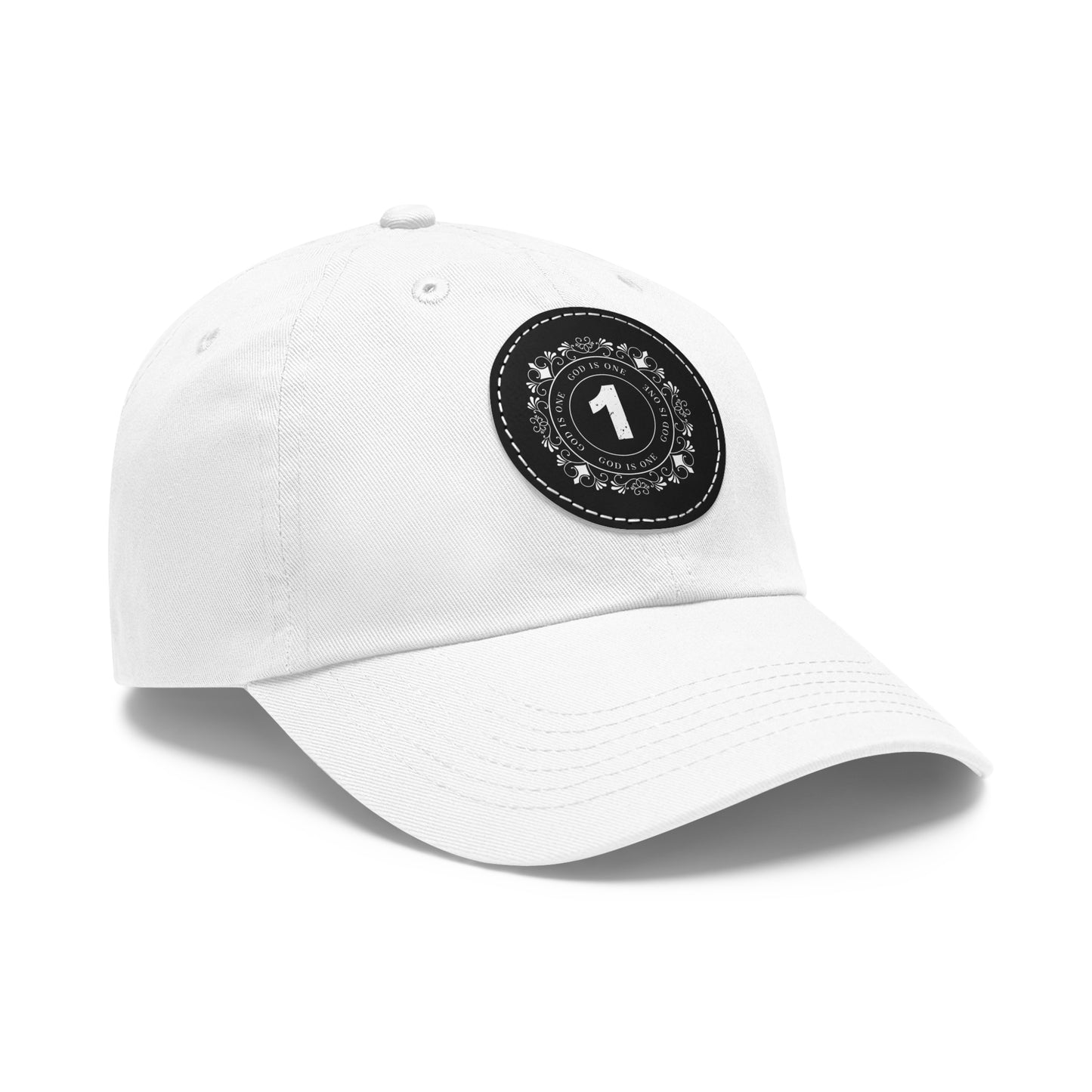 Dad Hat with Leather Patch (Round)  - Head wear (God is One) 03