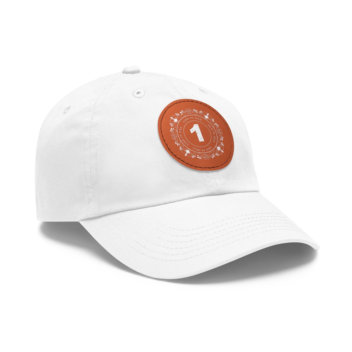 Dad Hat with Leather Patch (Round)  - Head wear (God is One) 03